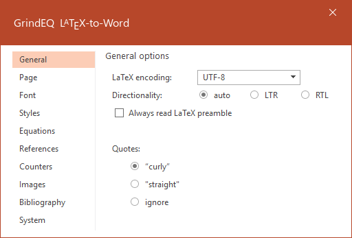 LaTeX-to-Word Options